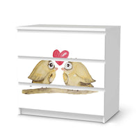 Klebefolie für Möbel 2 kleine Eulen - IKEA Malm Kommode 3 Schubladen - weiss