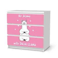 Klebefolie für Möbel Dalai Llama - IKEA Malm Kommode 3 Schubladen - weiss