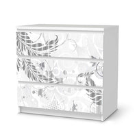 Klebefolie für Möbel Florals Plain 2 - IKEA Malm Kommode 3 Schubladen - weiss