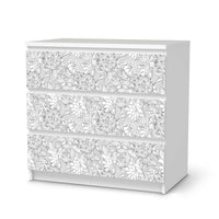 Klebefolie für Möbel Flower Lines 2 - IKEA Malm Kommode 3 Schubladen - weiss