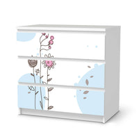 Klebefolie für Möbel Flowers 3 - IKEA Malm Kommode 3 Schubladen - weiss