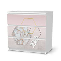 Klebefolie für Möbel Hexagon - IKEA Malm Kommode 3 Schubladen - weiss