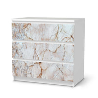 Klebefolie für Möbel Marmor rosa - IKEA Malm Kommode 3 Schubladen - weiss