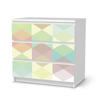 Klebefolie für Möbel Melitta Pastell Geometrie - IKEA Malm Kommode 3 Schubladen - weiss