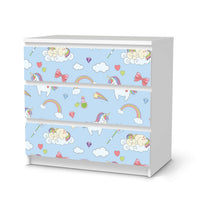 Klebefolie für Möbel Rainbow Unicorn - IKEA Malm Kommode 3 Schubladen - weiss