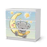 Klebefolie für Möbel Teddy und Mond - IKEA Malm Kommode 3 Schubladen - weiss