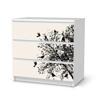 Klebefolie für Möbel Tree and Birds 2 - IKEA Malm Kommode 3 Schubladen - weiss