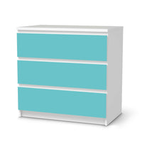 Klebefolie für Möbel Türkisgrün Light - IKEA Malm Kommode 3 Schubladen - weiss