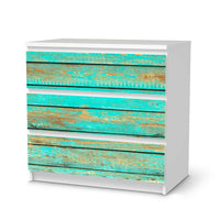 Klebefolie für Möbel Wooden Aqua - IKEA Malm Kommode 3 Schubladen - weiss