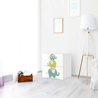 Klebefolie für Möbel Elephants - IKEA Stuva / Fritids Kommode - 2 Schubladen - Kinderzimmer