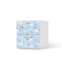 Klebefolie für Möbel Rainbow Unicorn - IKEA Stuva / Fritids Kommode - 2 Schubladen - weiss