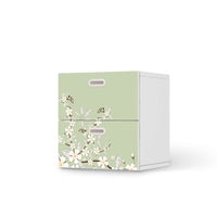 Klebefolie für Möbel White Blossoms - IKEA Stuva / Fritids Kommode - 2 Schubladen - weiss