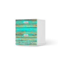 Klebefolie für Möbel Wooden Aqua - IKEA Stuva / Fritids Kommode - 2 Schubladen - weiss