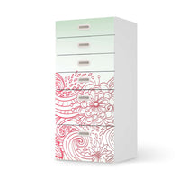 Klebefolie für Möbel Floral Doodle - IKEA Stuva / Fritids Kommode - 6 Schubladen - weiss