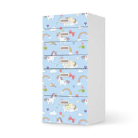 Klebefolie für Möbel Rainbow Unicorn - IKEA Stuva / Fritids Kommode - 6 Schubladen - weiss