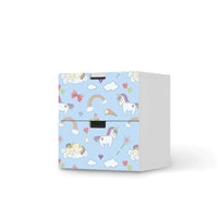 Klebefolie für Möbel Rainbow Unicorn - IKEA Stuva Kommode - 2 Schubladen - weiss