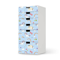 Klebefolie für Möbel Rainbow Unicorn - IKEA Stuva Kommode - 6 Schubladen - weiss