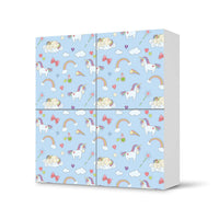 Klebefolie für Schränke Rainbow Unicorn - IKEA Besta Schrank Quadratisch 4 Türen - weiss
