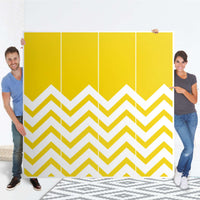 Klebefolie für Schränke Gelbe Zacken - IKEA Pax Schrank 201 cm Höhe - 4 Türen - Folie