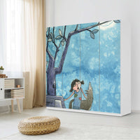 Klebefolie für Schränke Nocturnal Pleasure - IKEA Pax Schrank 201 cm Höhe - 4 Türen - Kinderzimmer