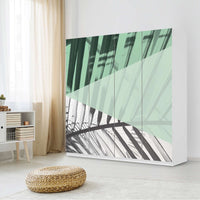 Klebefolie für Schränke Palmen mint - IKEA Pax Schrank 201 cm Höhe - 4 Türen - Schlafzimmer