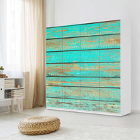 Klebefolie für Schränke Wooden Aqua - IKEA Pax Schrank 201 cm Höhe - 4 Türen - Schlafzimmer