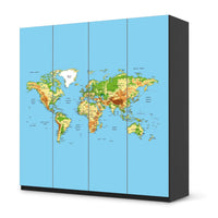 Klebefolie für Schränke Geografische Weltkarte - IKEA Pax Schrank 201 cm Höhe - 4 Türen - schwarz