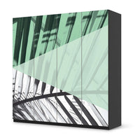 Klebefolie für Schränke Palmen mint - IKEA Pax Schrank 201 cm Höhe - 4 Türen - schwarz