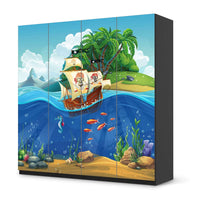 Klebefolie für Schränke Pirates - IKEA Pax Schrank 201 cm Höhe - 4 Türen - schwarz