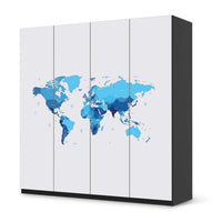 Klebefolie für Schränke Politische Weltkarte - IKEA Pax Schrank 201 cm Höhe - 4 Türen - schwarz