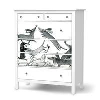 Klebefolie Akrobaten Dackel - IKEA Hemnes Kommode 6 Schubladen - weiss