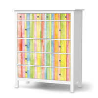 Klebefolie Watercolor Stripes - IKEA Hemnes Kommode 6 Schubladen - weiss