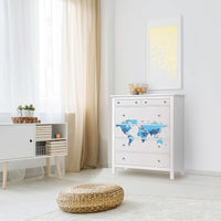 Klebefolie Politische Weltkarte - IKEA Hemnes Kommode 6 Schubladen - Wohnzimmer