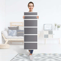 Klebefolie Grau Light - IKEA Malm Kommode 6 Schubladen (schmal) - Folie