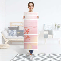 Klebefolie Mr. Flamingo - IKEA Malm Kommode 6 Schubladen (schmal) - Folie