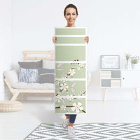 Klebefolie White Blossoms - IKEA Malm Kommode 6 Schubladen (schmal) - Folie