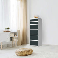 Klebefolie Blaugrau Dark - IKEA Malm Kommode 6 Schubladen (schmal) - Schlafzimmer
