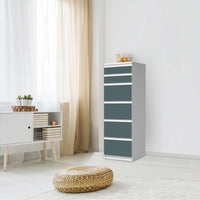 Klebefolie Blaugrau Light - IKEA Malm Kommode 6 Schubladen (schmal) - Schlafzimmer