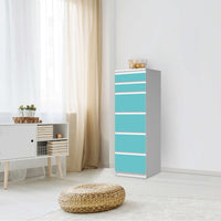 Klebefolie Türkisgrün Light - IKEA Malm Kommode 6 Schubladen (schmal) - Schlafzimmer