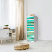 Klebefolie Wooden Aqua - IKEA Malm Kommode 6 Schubladen (schmal) - Schlafzimmer