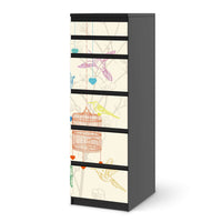 Klebefolie Birdcage - IKEA Malm Kommode 6 Schubladen (schmal) - schwarz