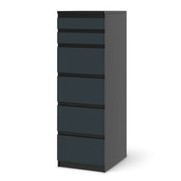 Klebefolie Blaugrau Dark - IKEA Malm Kommode 6 Schubladen (schmal) - schwarz