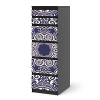 Klebefolie Blue Mandala - IKEA Malm Kommode 6 Schubladen (schmal) - schwarz
