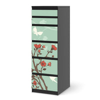 Klebefolie Blütenzauber - IKEA Malm Kommode 6 Schubladen (schmal) - schwarz