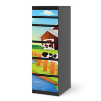 Klebefolie Cowfarm 2 - IKEA Malm Kommode 6 Schubladen (schmal) - schwarz