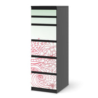Klebefolie Floral Doodle - IKEA Malm Kommode 6 Schubladen (schmal) - schwarz