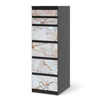 Klebefolie Marmor rosa - IKEA Malm Kommode 6 Schubladen (schmal) - schwarz