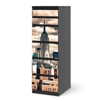 Klebefolie Skyline NYC - IKEA Malm Kommode 6 Schubladen (schmal) - schwarz
