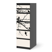 Klebefolie Tree and Birds 1 - IKEA Malm Kommode 6 Schubladen (schmal) - schwarz