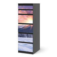 Klebefolie Zauberhafte Winterlandschaft - IKEA Malm Kommode 6 Schubladen (schmal) - schwarz